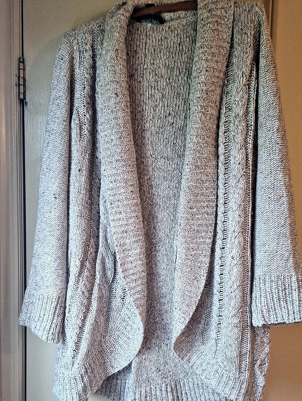 FDJ Donégal Mixed Cardigan Cable Knit Cardigan Beige/gr Melange Size Medium